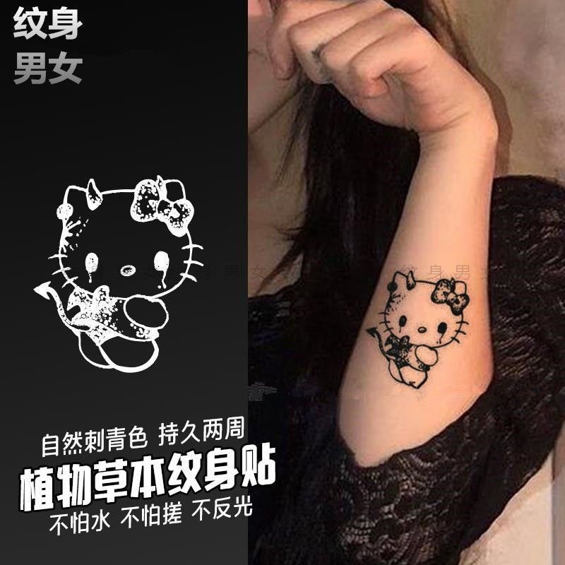 【Tattoos for Men and Women】Dark and Playful Cartoon Cat Herbal Juice Tattoo Stickers for Wrist and Collarbone, Long-Lasting 【Tattoos for Men and Women】Dark and Playful Cartoon Cat Herbal Juice Tattoo Stickers for Wrist and Collarbone, Long-Lasting
