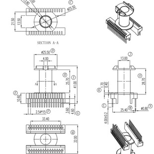 ER35 transformer skeleton ER35 high frequency power skeleton Bakelite skeleton ER3510 single slot vertical 16+16