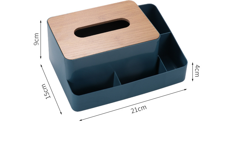 新款木盖纸巾盒家用客厅桌面纸巾盒塑料遥控器分格收纳盒可印logo详情9