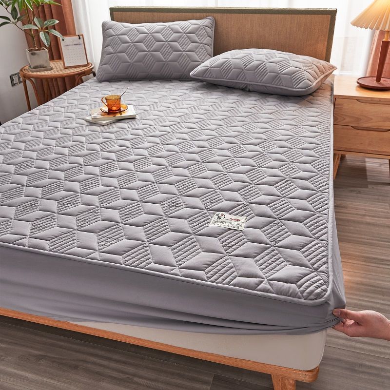 Soy Fiber Quilted Fitted Sheet Single Piece Thickened Bed Cover Mattress Protector Dust Cover Supply Chain Cross-Border Factory Wholesale