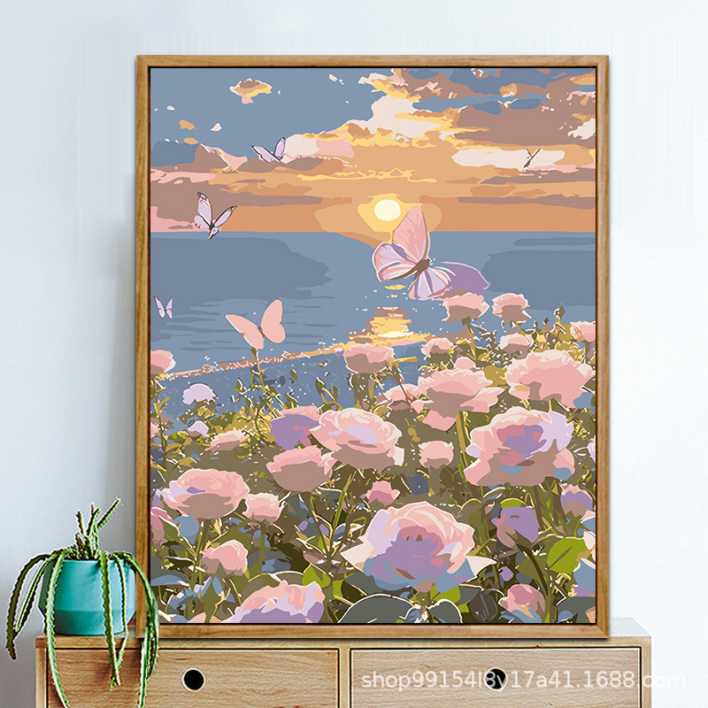 クロスボーダー diy デジタル油絵アマゾン AliExpress 卸売着色風景花絵画リビングルームの装飾絵画|undefined