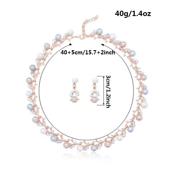 Europeo y americano nuevo estilo de lujo ligero nicho diseño retro moda perla clavícula cadena colgante collar pendientes de dos piezas conjunto