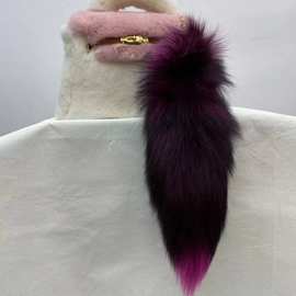 玄狐尾挂件真狐狸毛女士包包挂件时尚通勤狐狸尾巴挂件钥匙扣挂件