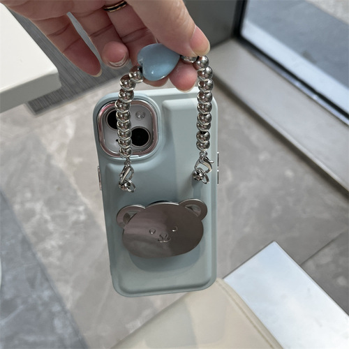 Suitable for Apple 15 mobile phone case, cute bear, new iPhone13 protective cover 14Promax crossbody chain for women