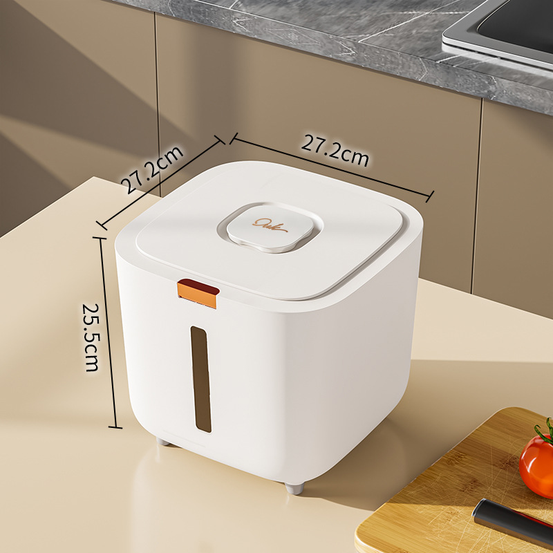 Cubo de comida para gatos y perros Caja de almacenamiento de arroz diverso Cubo de arroz doméstico Jarra sellada a prueba de insectos a prueba de humedad Superficie de prensado Cubo de almacenamiento de polvo engrosado image 9