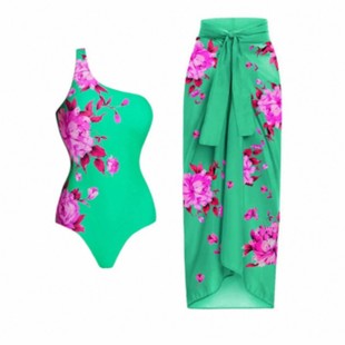 2023 European and American one-piece Conservative belly covering slimming vacation beach hot spring swimsuit French retro one-piece bikini