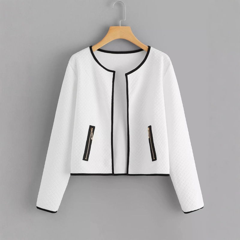 2025 European and American Cross-Border Women's Clothing Autumn and Winter New Style Simple and Fashionable Elegant Workwear Slim-Fit Cardigan Jacket