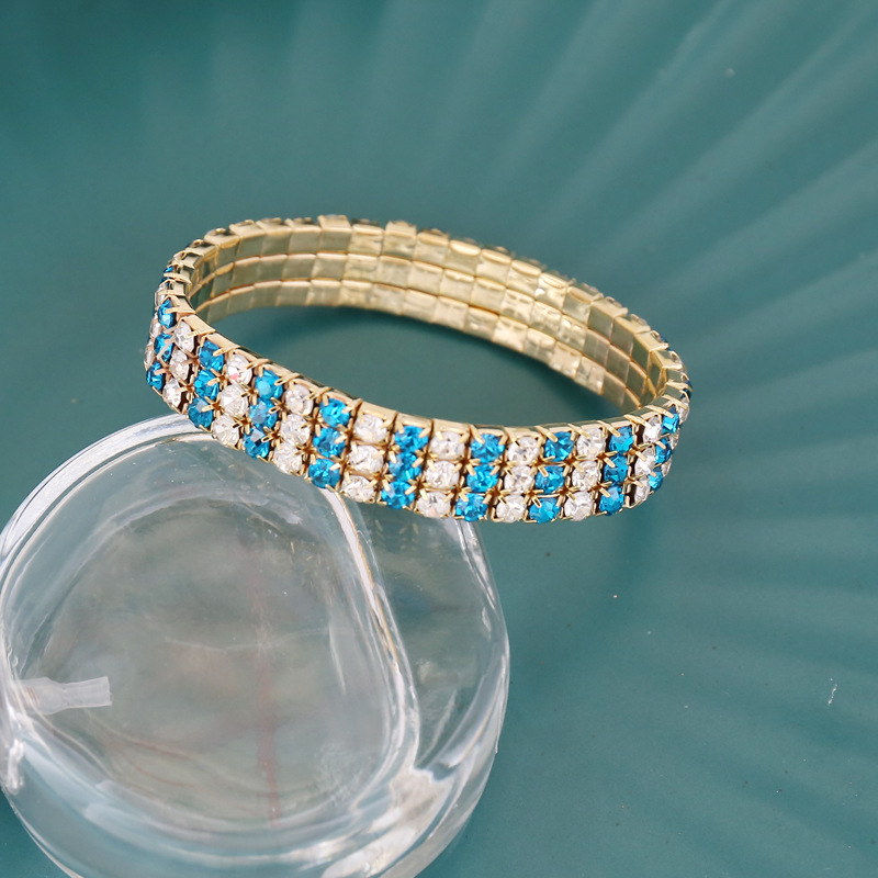 Retro Multi-color Diamond Elastic Bracelet display picture 3