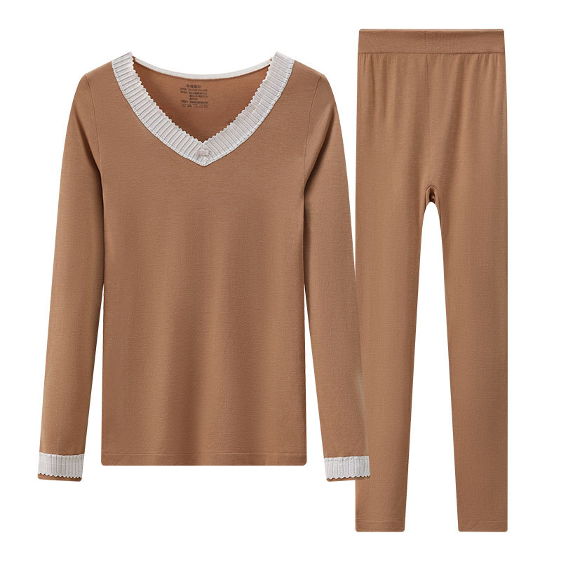 Otoño e Invierno ropa interior térmica sin costuras suéter de culturismo delgado de las mujeres pantalones de algodón ropa interior apretado estudiante ropa de otoño pantalones largos traje de las mujeres