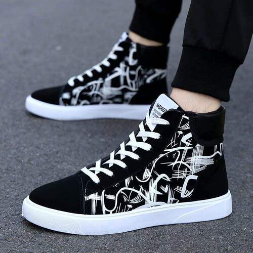 Men's High-Cut Canvas Shoes Autumn Casual Sneakers for Men Student Running Shoes