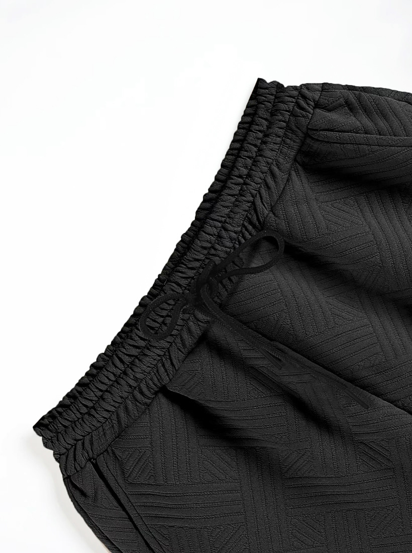 Men's Solid Colour Jacquard Shirt And Shorts Casual Summer Set_voghion.com