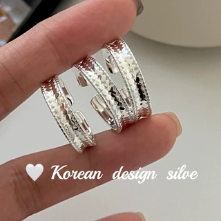 韩国南大门银饰品批发 S925纯银亮片拼接戒指ins小众时髦设计女款