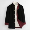 Black (front)/wine red (reverse) button single jacket