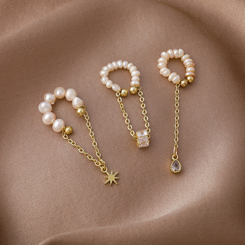 Korean design freshwater pearl tassel ear clip fairy temperament ear bone clip without pierced earrings earrings