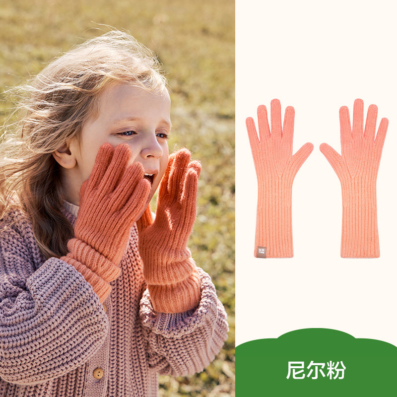 Kk árbol gradiente nieve superior guantes de invierno cálido niños niñas bebé otoño cinco dedos clase A antiestático