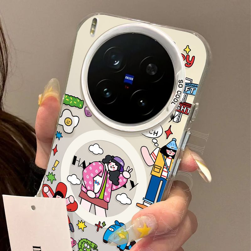 适用vivox200ultra手机壳艺术感小众VIVOx200磁吸x200pro彩色女孩|undefined