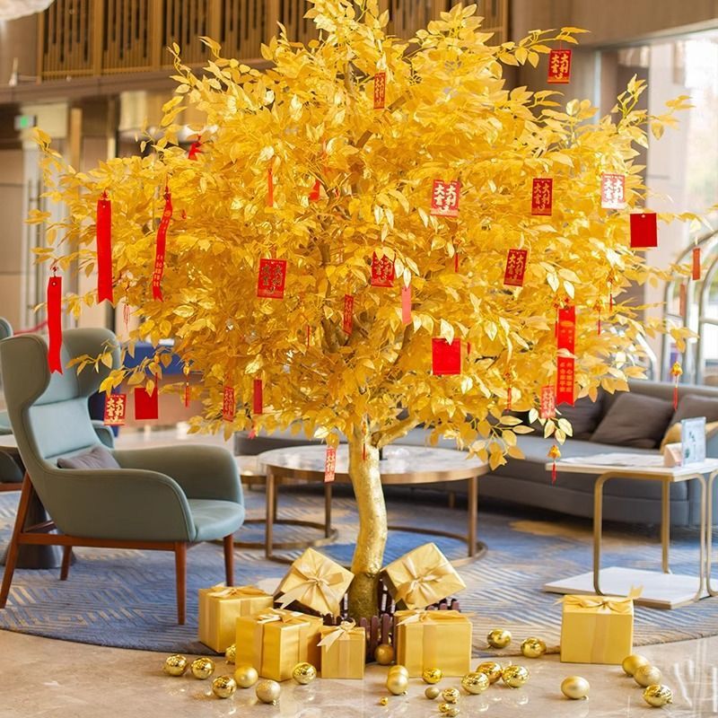 Simulated Golden Banyan Tree, Money Tree, Wishing Tree, Large Fake Tree, Money Tree, New Year Red Envelope Tree, Shopping Mall Hotel Decoration Tree