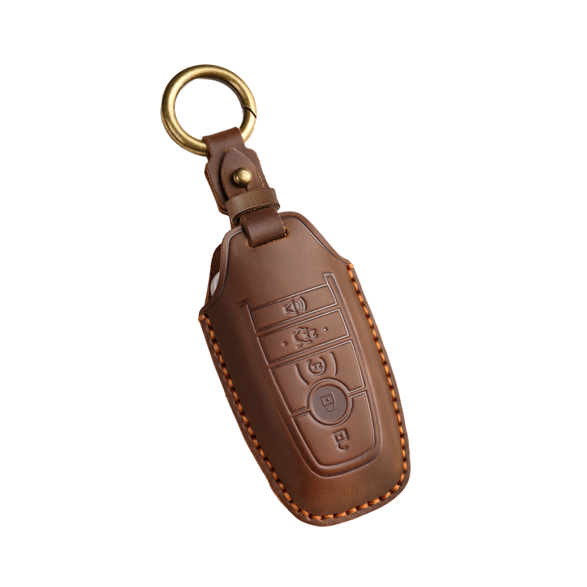 Retro Key Cover Suitable for Ford Focus Mondeo Cover Edge Leather Shell Pure Handmade Key Bag Buckle