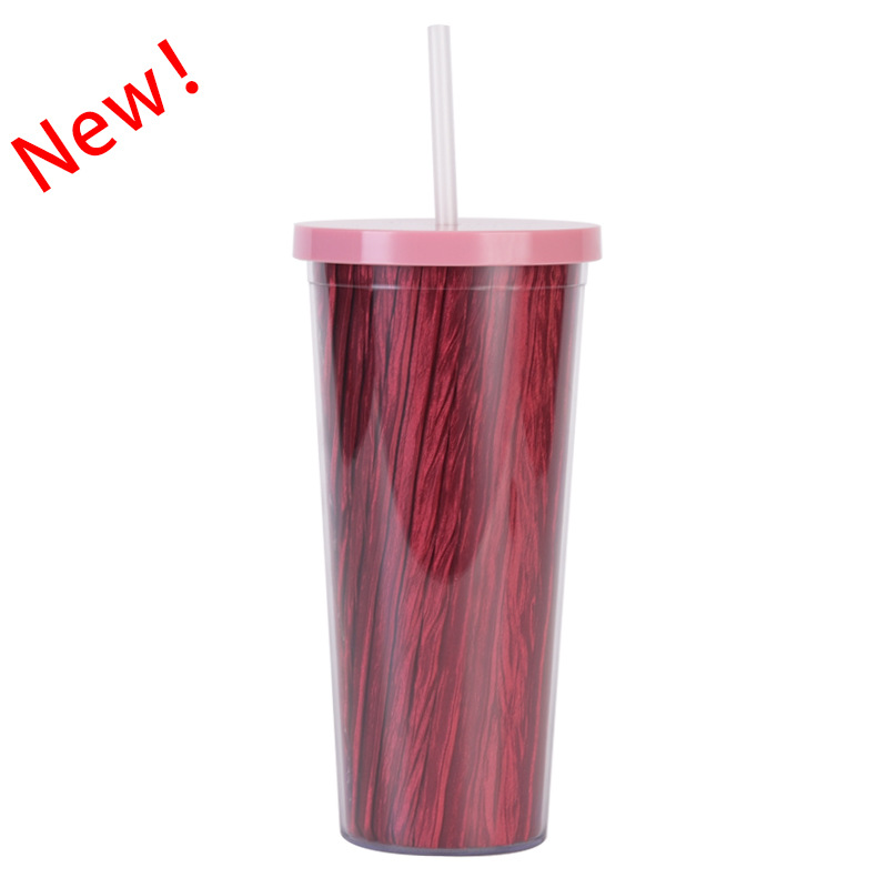 Copa de paja de plástico de doble capa de gran capacidad Amazon 24oz como taza de agua universal de comercio electrónico transfronterizo para estudiantes masculinos y femeninos