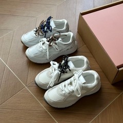莞产D购级Miu春夏新款复古厚底运动休闲鞋双鞋带透气网增高老爹鞋