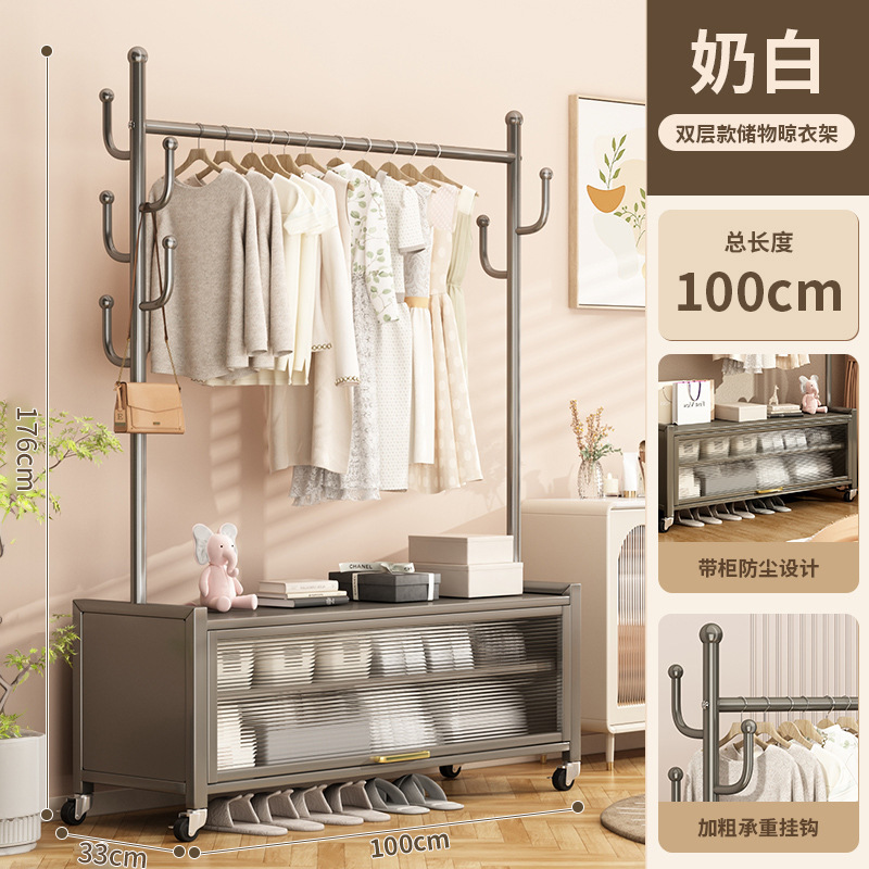 Percha de ropa de piso portable doméstica lujosa ligera móvil con armario de almacenamiento percha de ropa percha de sombrero