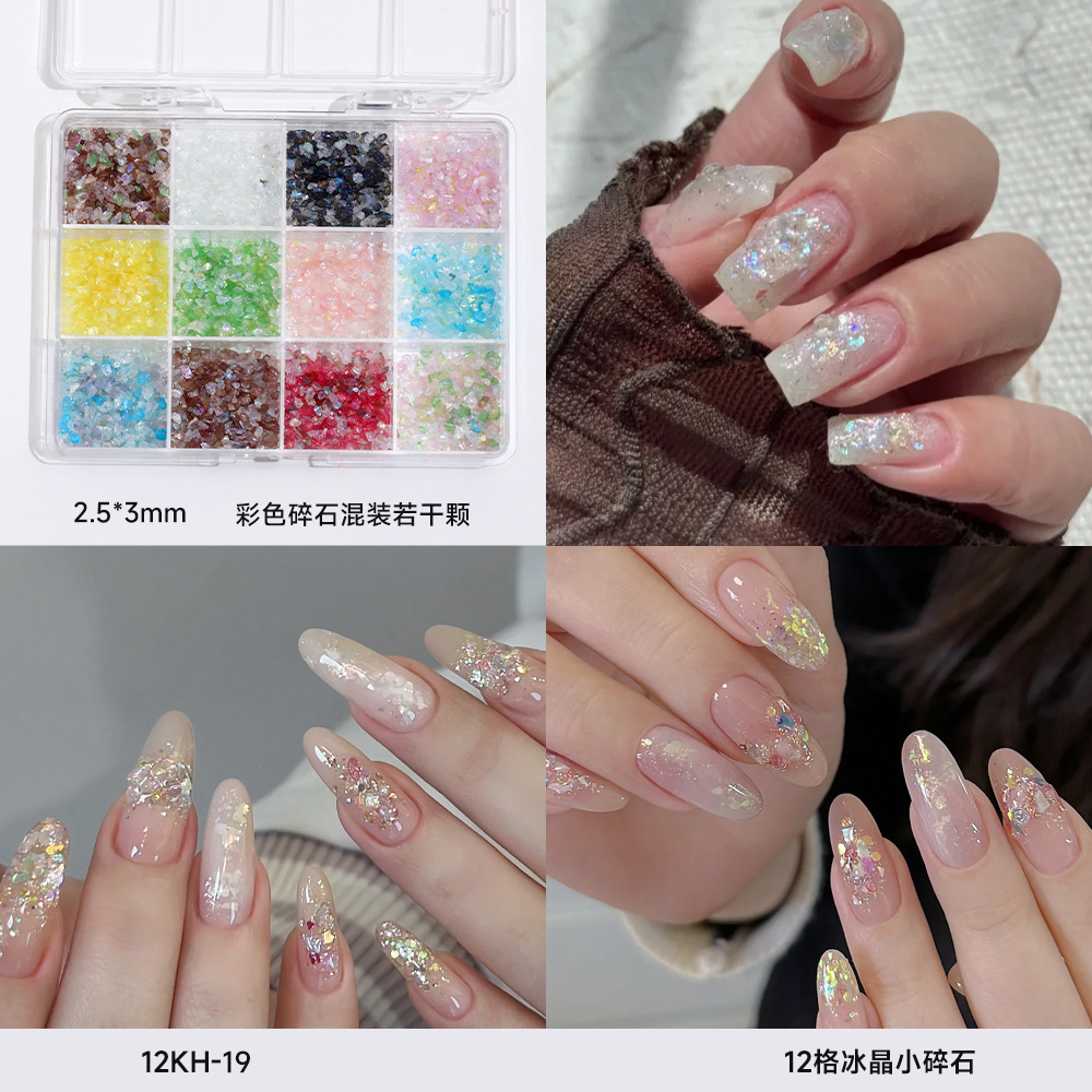 12 piezas de joyería de diamantes de manicura plana de fondo plano intermitente checo de diamantes de formas especiales joyería de mariposa de lentejuelas de uñas de perlas de todo fósforo