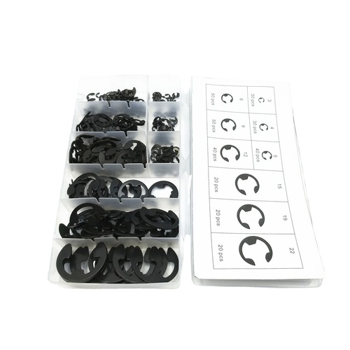 300PC metal open retaining ring, multi-specification hardened E-type circlip, open external card E-type buckle circlip set