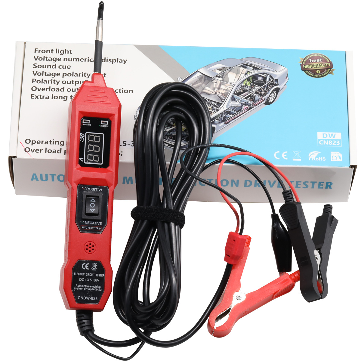 Power circuit probe tester, 6V/24V DC circuit tester, multi-functional automotive circuit detector