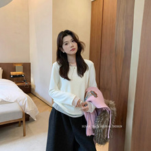 苏珊 2025秋冬软糯气质网纱拼接打底衫韩系百搭加绒加厚上衣1338