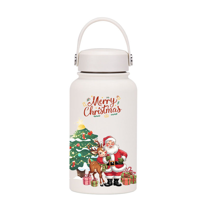Regalos de Navidad de gran capacidad taza de calor personalizada patrón al aire libre portable taza de agua de Santa