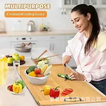 跨境实木燃气灶盖板家用厨房灶台隔板炉灶板木质提手托盘收纳防烫