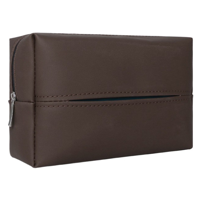 Car Tissue Box, Hanging Type, Center Console Armrest Box Tissue Holder, Simple In-Car Nappa Leather Car Tissue Cover