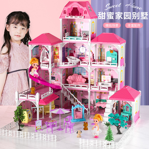 New assembled princess house girl play house sweet home doll villa castle toy children diy gift