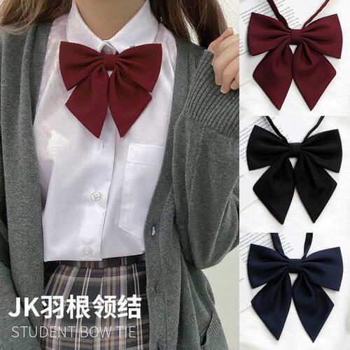 JK uniform solid color feather collar tie for girls' school uniform shirt sailor uniform diagonal bow tie red feather