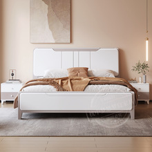 高端家具奶油风实木床简约现代白色北欧1米8双人主卧1米5大床1.8