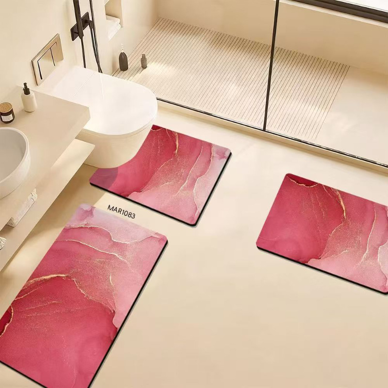 Alfombra de barro de diatomeas simple, alfombrilla de baño de secado rápido absorbente de agua especial, alfombrilla de baño de tres piezas antideslizante y resistente a la suciedad