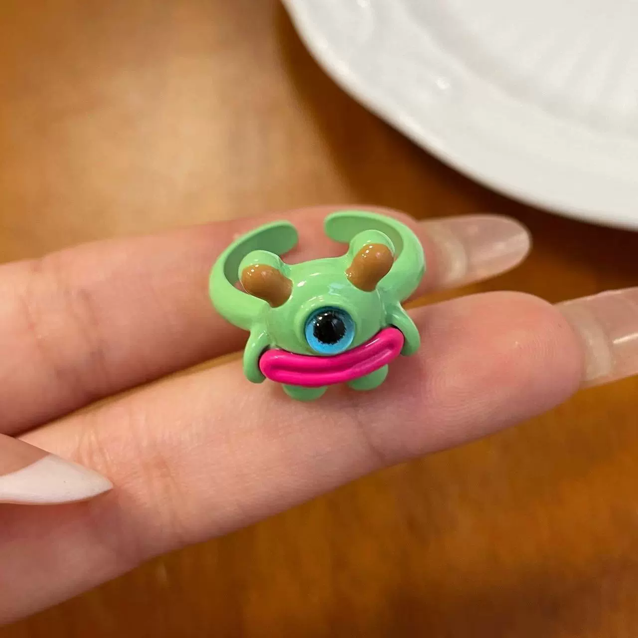 Cute cartoon one size ring, funny monster for elementary school students for beloved