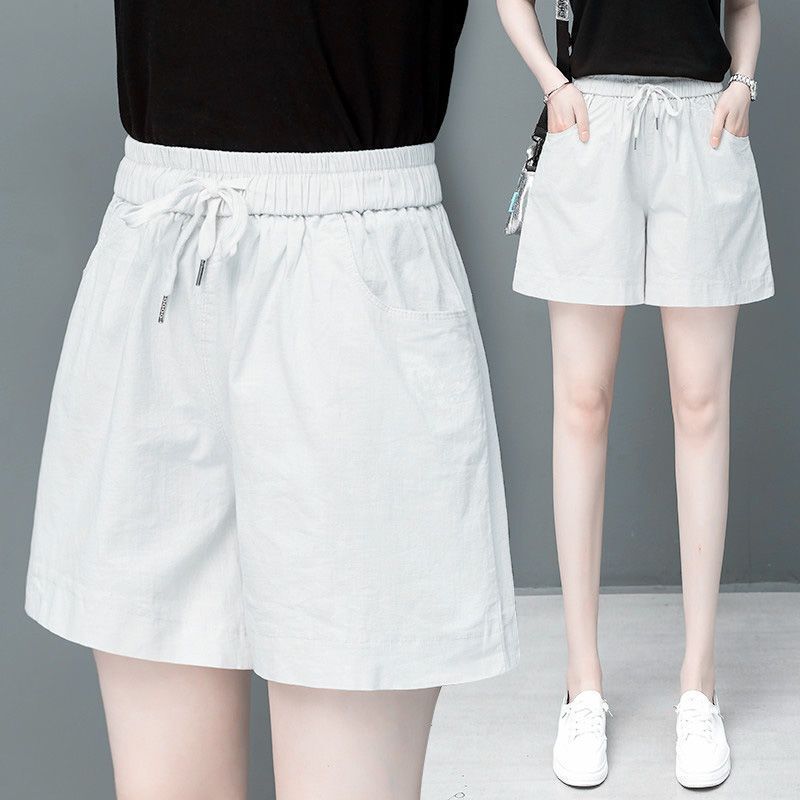 Washed Cotton Summer High-Waisted Shorts for Women, Loose and Slimming, Korean Style Casual Wide-Leg Five-Point Pants, Trendy on Instagram Washed Cotton Summer High-Waisted Shorts for Women, Loose and Slimming, Korean Style Casual Wide-Leg Five-Point Pants, Trendy on Instagram