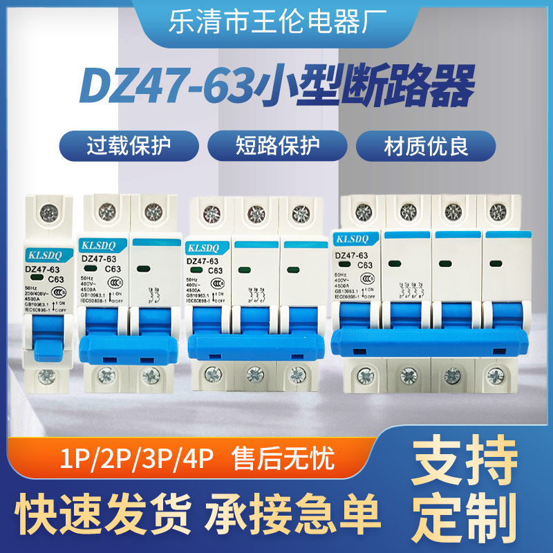 Air Switch Dz47-63 Electric Switch Air Switch 1P 2P 3P 4P Air Switch 6A~63A Small Circuit Breaker