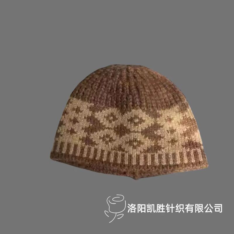 国境を越えたレトロな菱格ニット毛糸帽女性冬の韓国版の大頭囲は顔が小さい保温防寒包頭帽子である|undefined