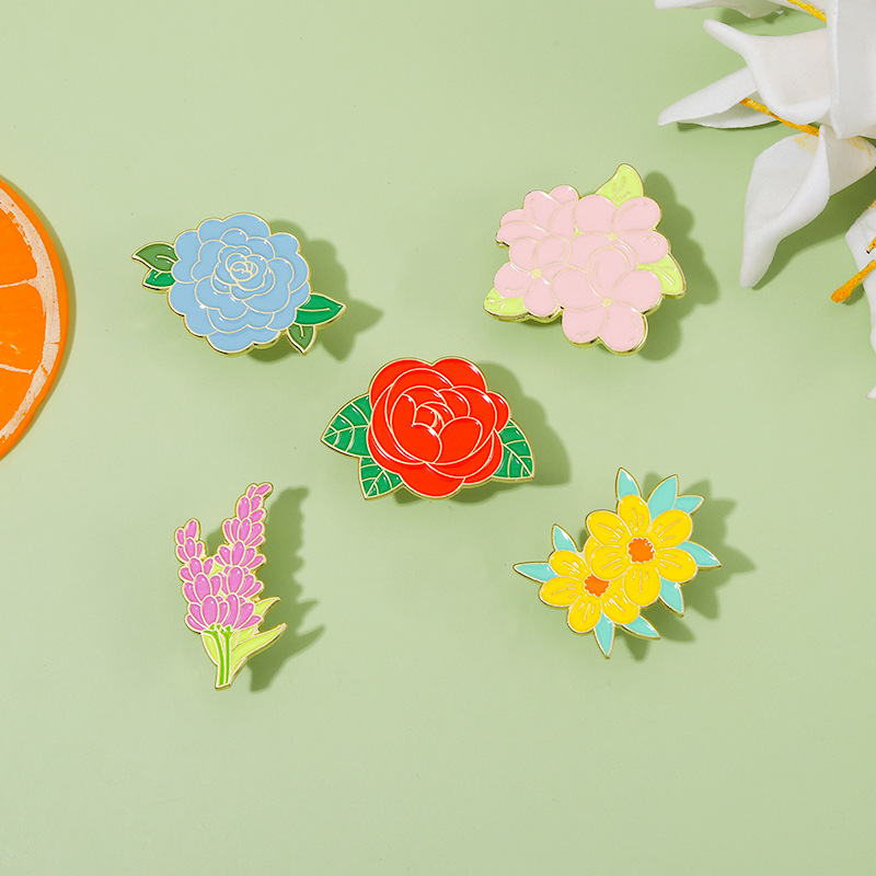 Alloy Material Basic Pin Flower Alloy Enamel Women'S Brooches