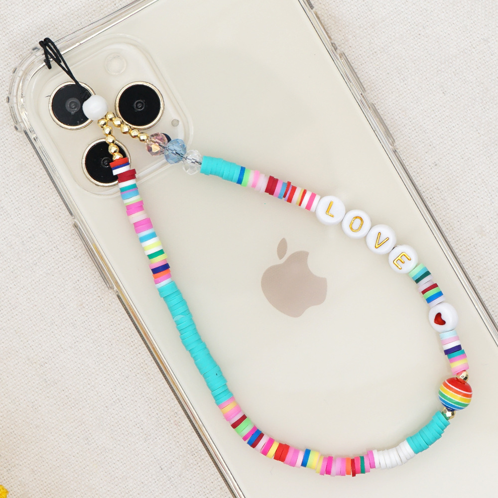 Bohemian colored letter beaded antilost mobile phone chainpicture3
