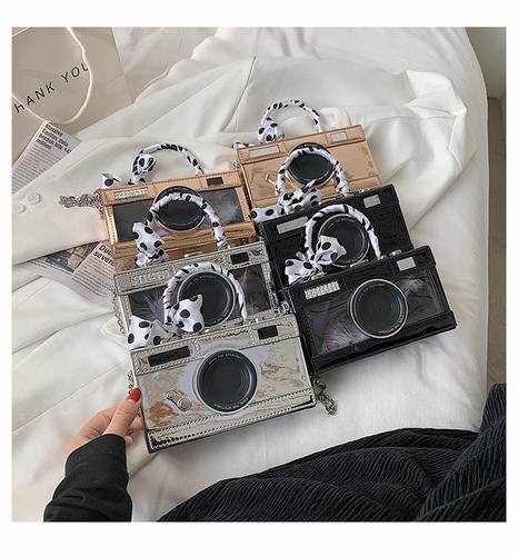  new style bags women's bags ribbon hand box camera bag ins Korean version trendy laser chain small square bag