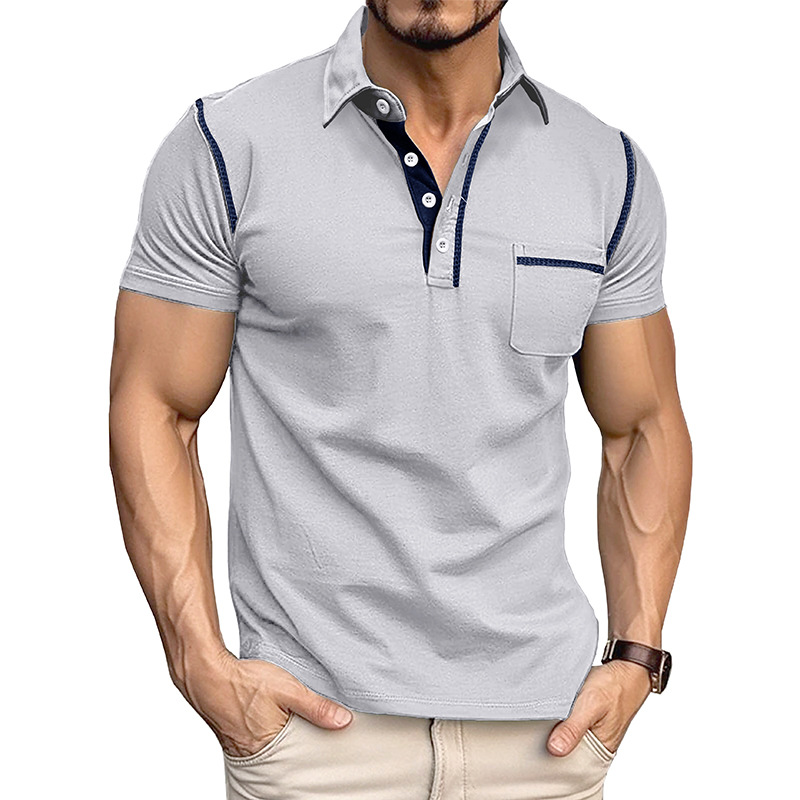 2024 verano europeo y americano hombres camisa de Polo de manga corta Comercio exterior hombres solapa camiseta transfronteriza superior color a juego polo