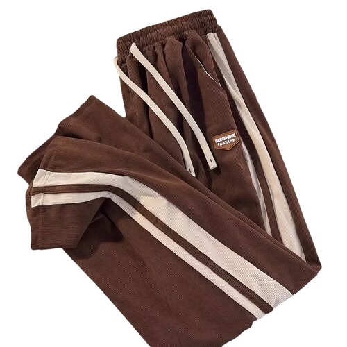 American corduroy pants for men in spring and autumn, hanging loose straight pants for men in wide leg casual pants for men in winter