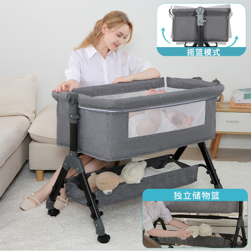 Cuna de bebé recién nacido cama costura Cama grande Baby Shaker BB cama de los niños cuna cama multifuncional móvil plegable