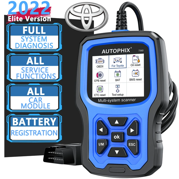 AUTOPHIX 7360 подходит для чтения кода диагностического прибора полной системы автомобиля Toyota и сброса обслуживания очистки кода