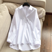2025秋季新品通勤简约宽松版前短后长衬衫 衬衣上衣批发N3ET25653