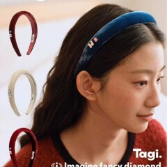 Tagi.丝绒《i》想象彩色钻鼓鼓复古可爱真丝高颅顶发箍头箍发饰女