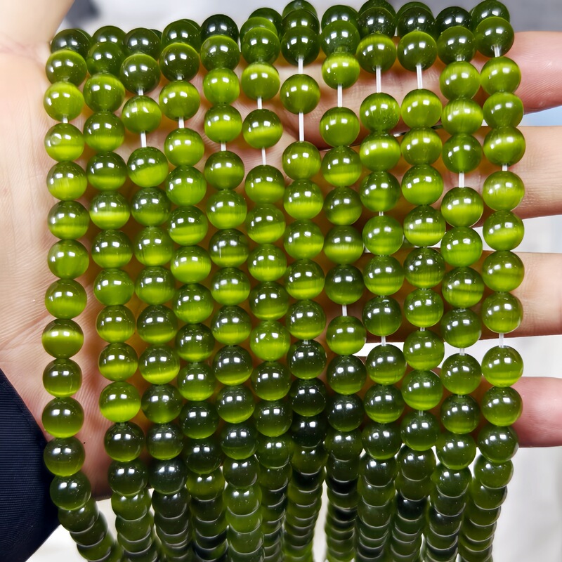 New Cat's Eye Stone Deep Army Green Cat's Eye Round Beads Loose Beads DIY Jewelry Accessories Bracelet Semi-Finished Products Wholesale New Cat's Eye Stone Deep Army Green Cat's Eye Round Beads Loose Beads DIY Jewelry Accessories Bracelet Semi-Finished Products Wholesale